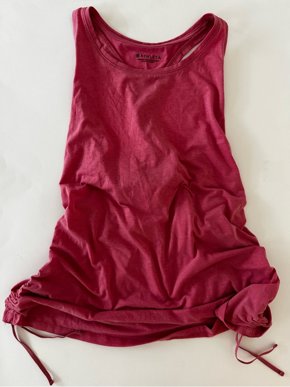 Athleta Women’s Pink Tank Top With Side Ruching, Size L, Athletic Gym Hike Run
